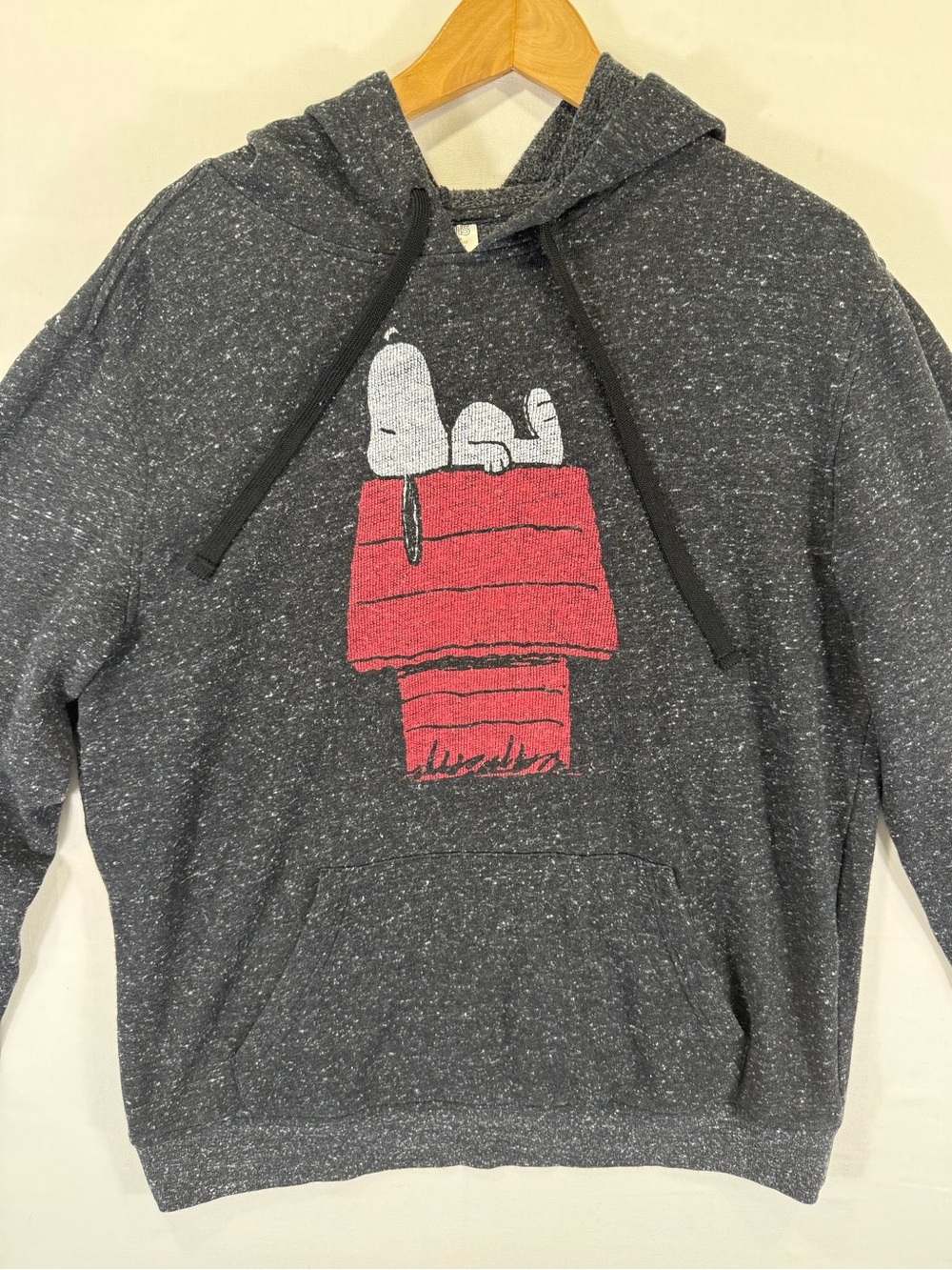 Classic Peanuts Dark Gray Hoodie with Red Snoopy Graphic